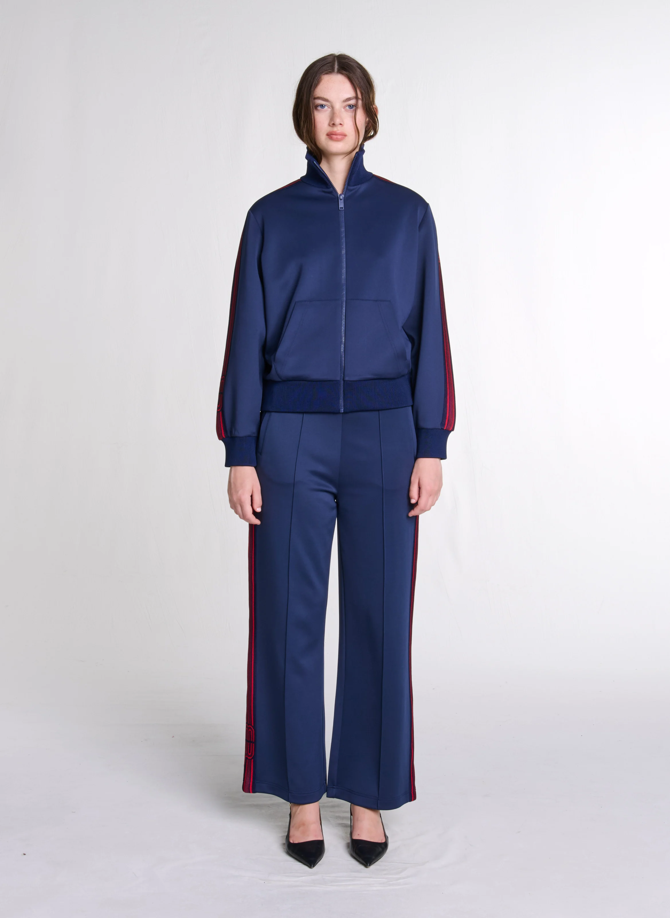 Sweat zippé à bandes | Bleu