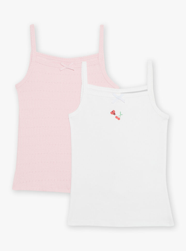 Lot de 2 débardeurs écrus et rose pétale en coton biologique