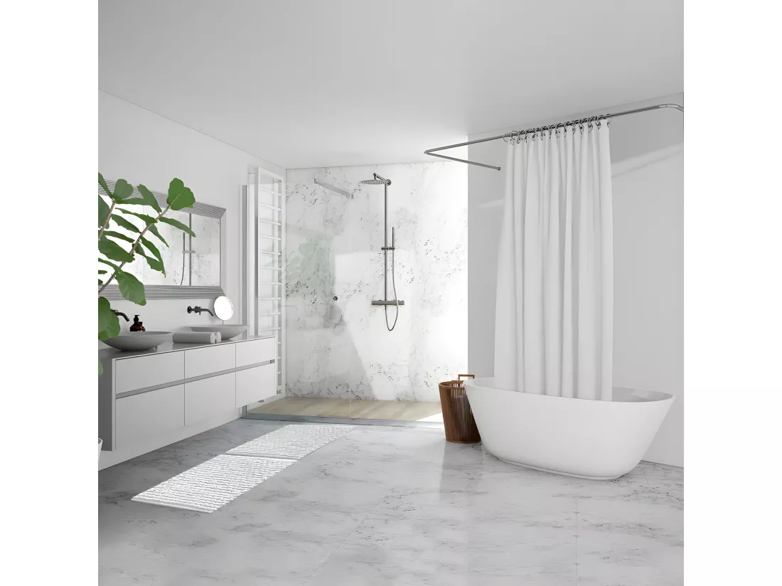 Tapis de salle de bain 40 x 60 cm mini pompon blanc - MARIE