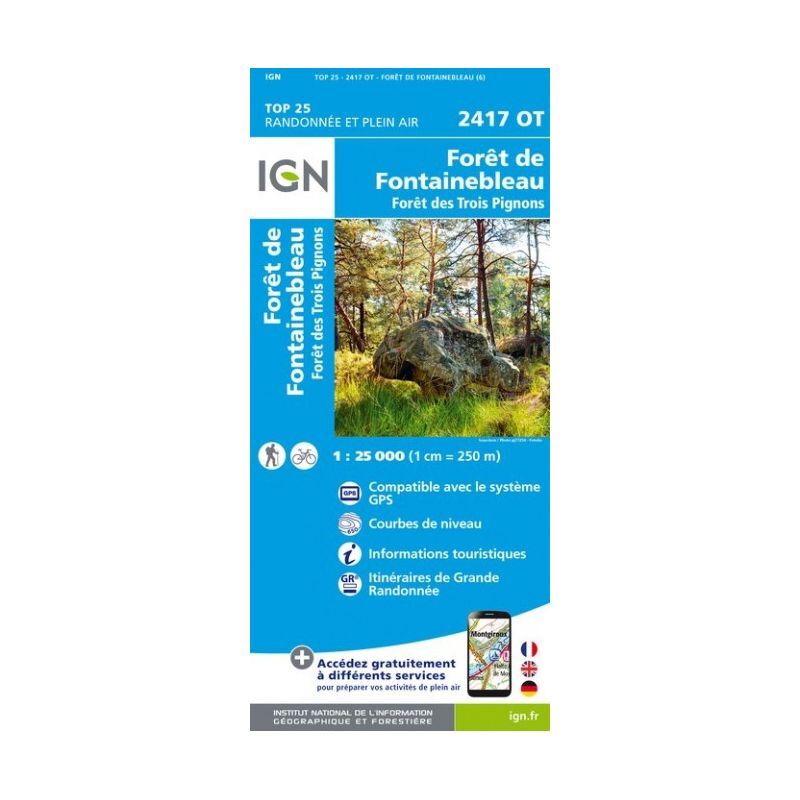 Forêts de Fontainebleau et des Trois Pignons - Carte topographique