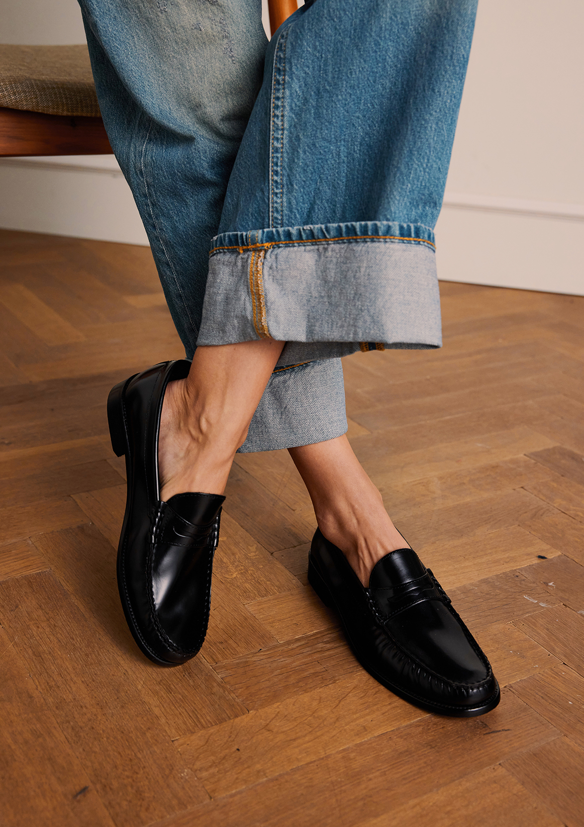 Zwarte leren loafers