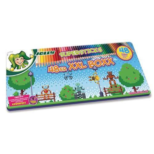 JOLLY Supersticks Kinderfest, XXL Box mit 48 Buntstifte