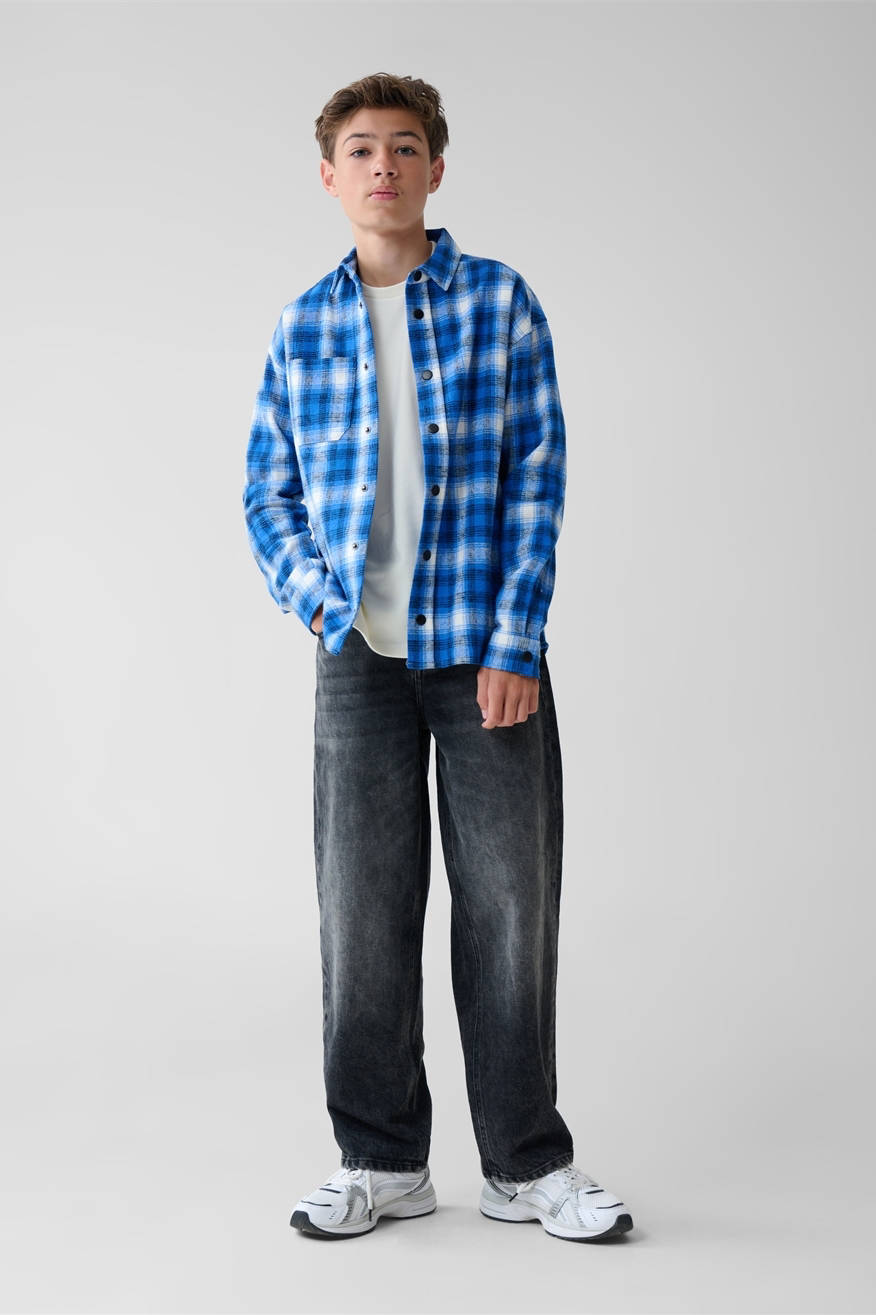Shoeby overshirt met ruit dessin blau/wit