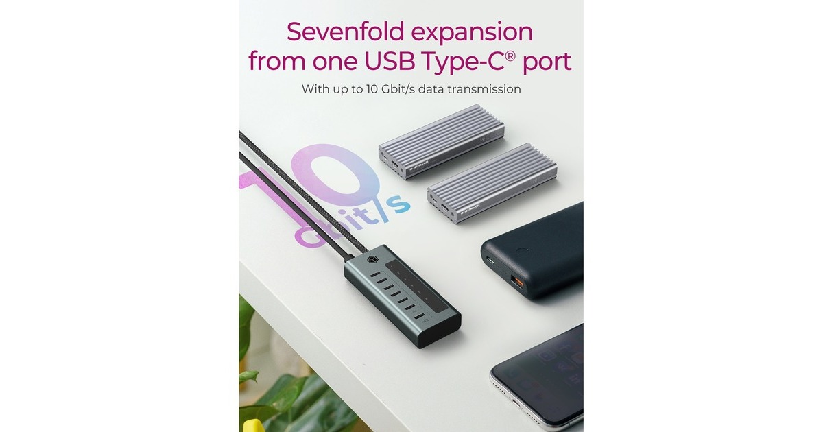 ICY BOX7-Port USB-C 3.2 Gen 2 usb-hub  (Blauwgrijs)