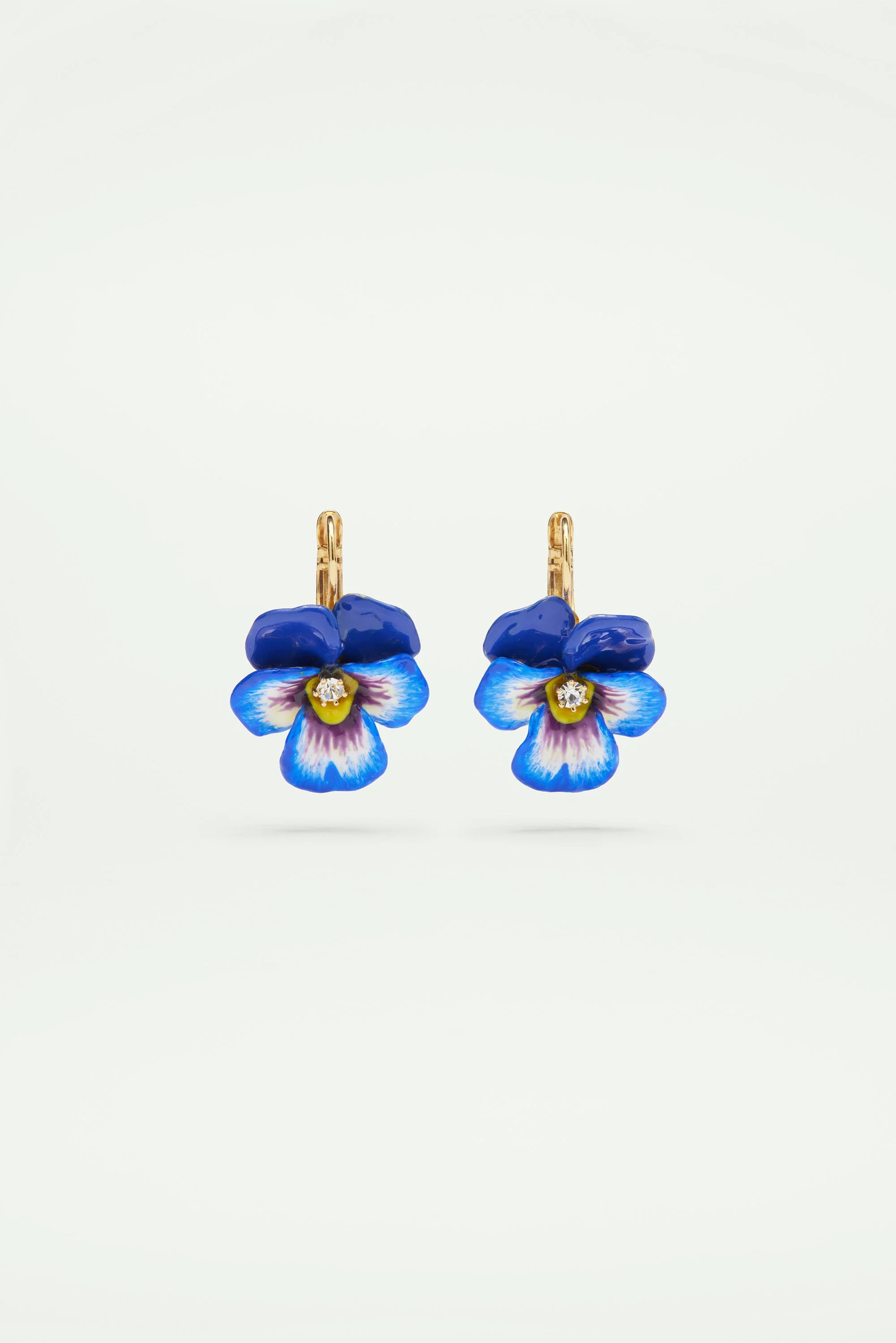 Boucles d'oreilles dormeuses pensée bleu et cristal | Bleu