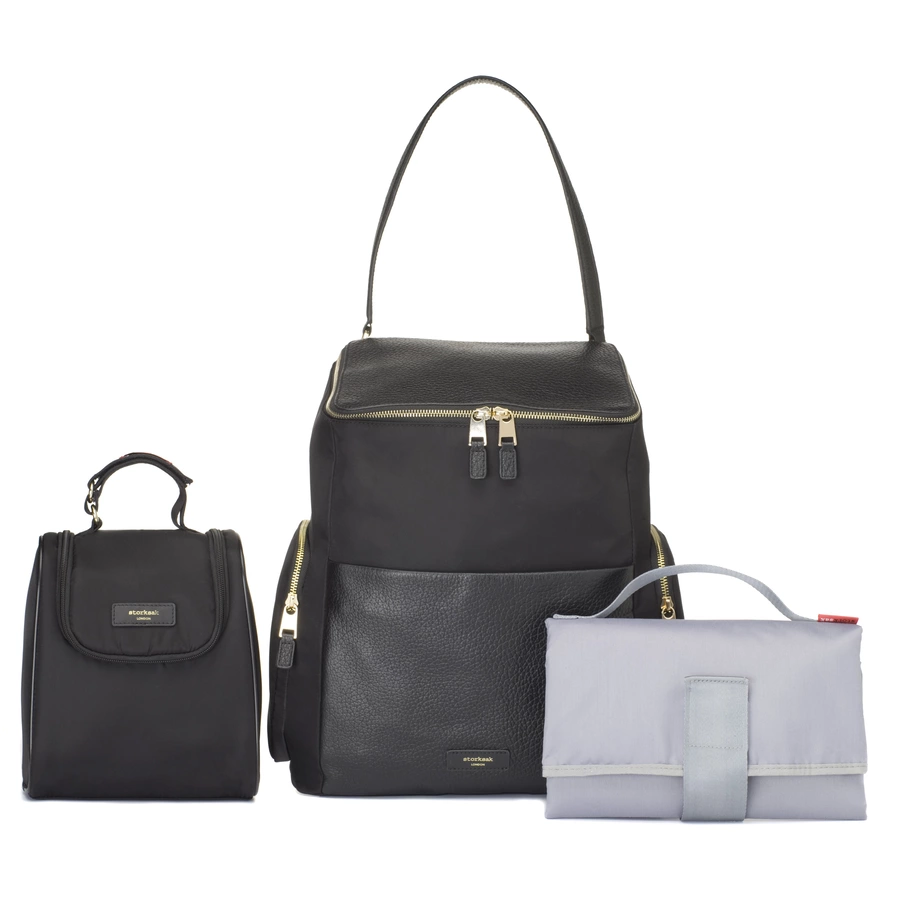 storksak Wickelrucksack Alyssa Black-Gold