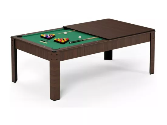 Billard Américain convertible table 4places KITBILL 5FT - 183 x 102 x 78 cm Plateau dînatoire et accessoires inclus - Marron