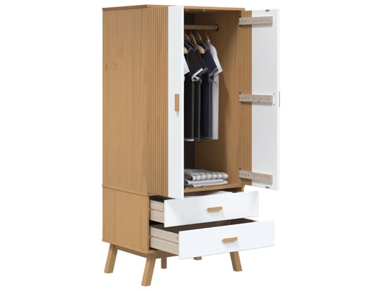 VIDAXL - Armoire Garde-robe olden blanc et marron 76,5x53x172 cm bois massif...
