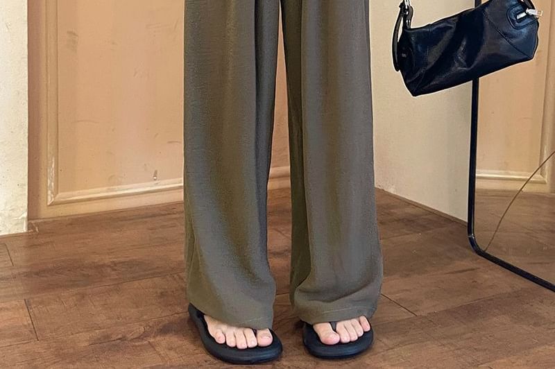 Metticus - Hoge taille effen wijde broek