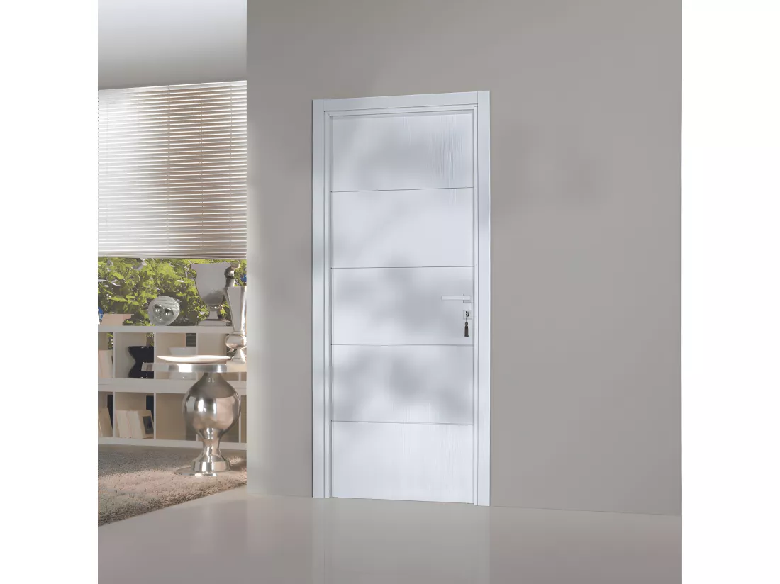 Bloc-porte pose fin de chantier collection Premium Seymour, H.204 x l.83 cm, aspect chêne blanc, réversible