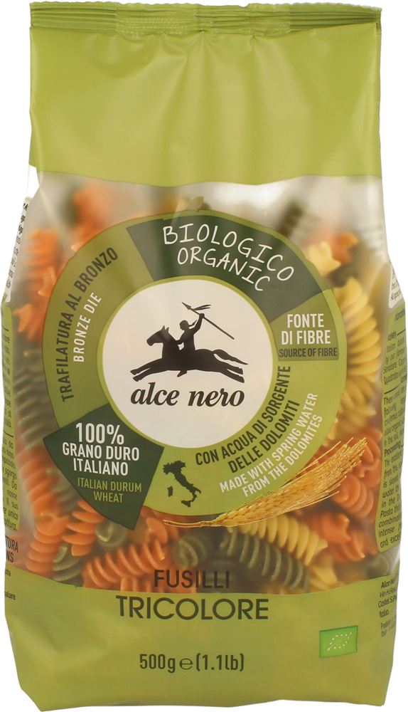 ALCE NERO Spiralen Tricolore Hartweizen hell 500 g