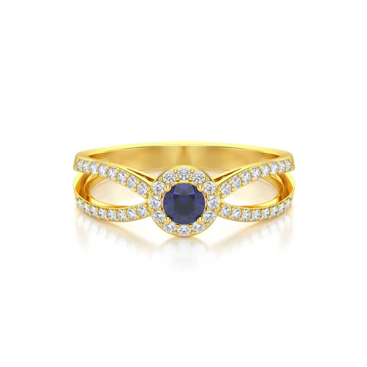 Bague ADEN Or 585 Jaune Saphir et diamants 2.282grs
