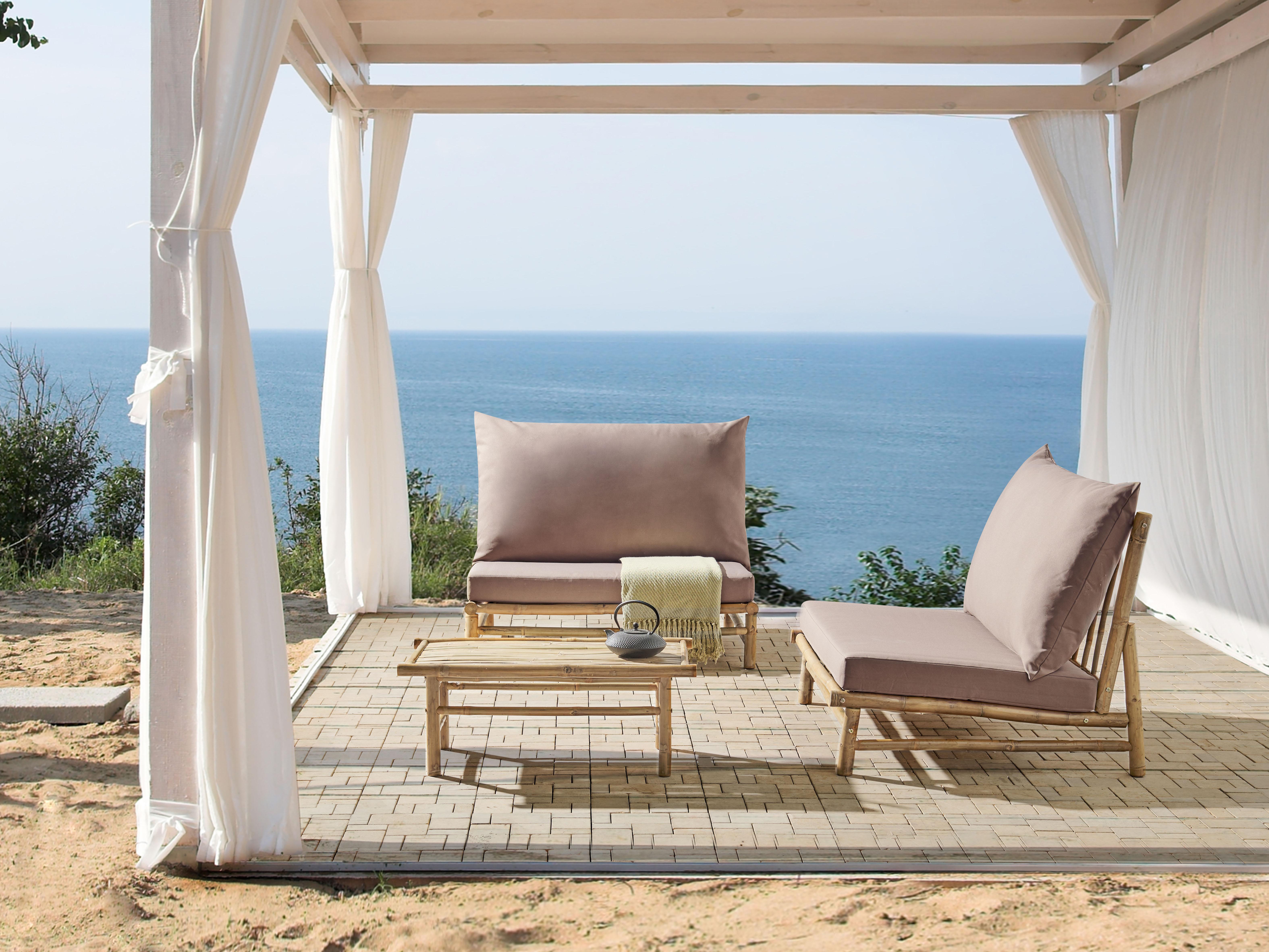 Loungeset met tafel 2-zits TODI Bamboehout Taupe