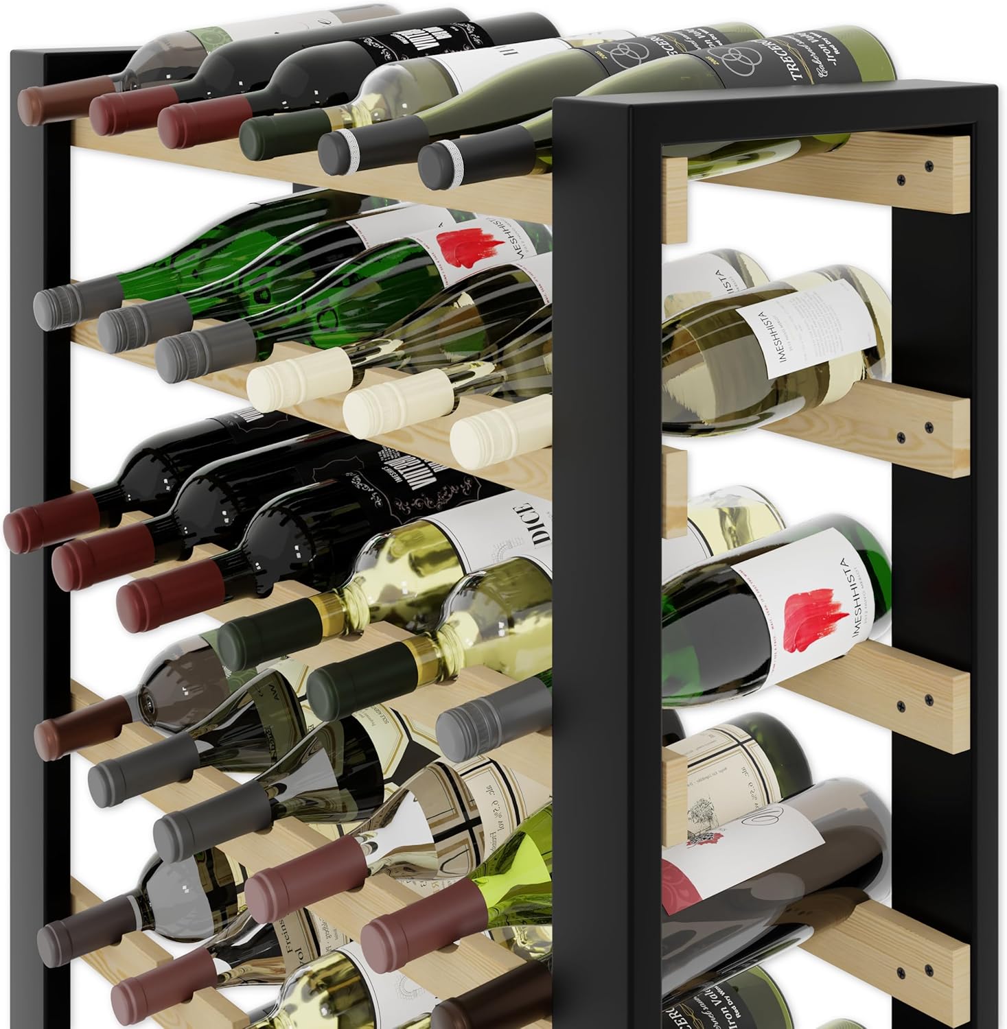Lenmar Serie RW Weinregal aus Holz für Flaschen, LOFT, Flaschen, Wein, Flaschenregal, Kellerregal, Regale, Flaschenhalter, Weinständer … (LOFT 90, 204 x 74 x 27, 90 Flaschen)