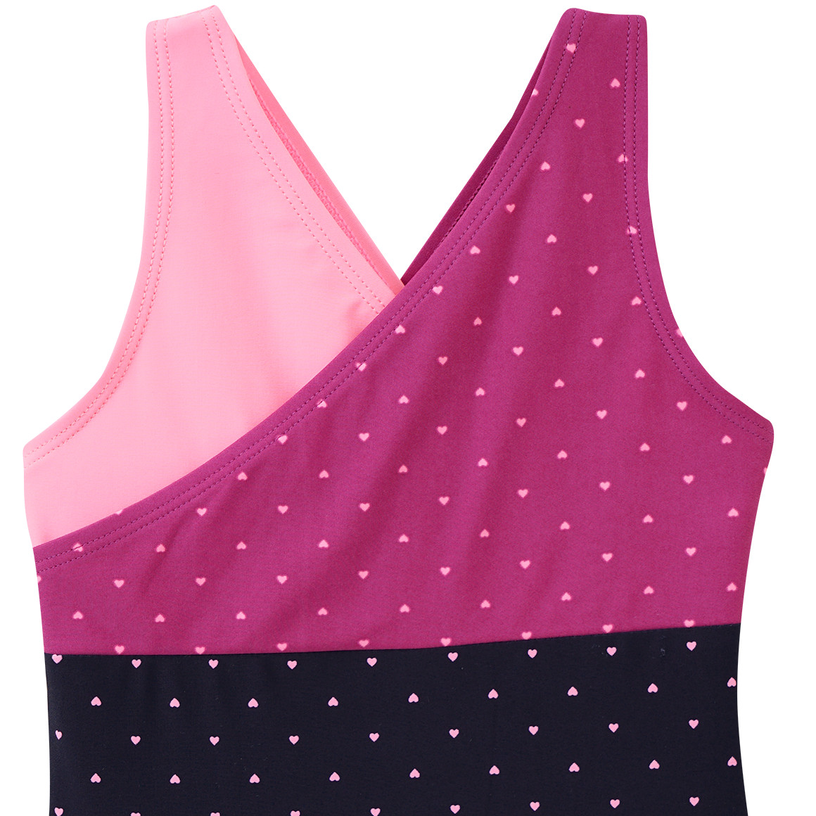 Mädchen Badeanzug mit Herzchen lila / dunkelblau / rosa