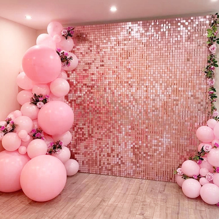 (175x100mm) Party Deko Vierecke Lametta Vorhang Glänzender Vorhang - Roségold