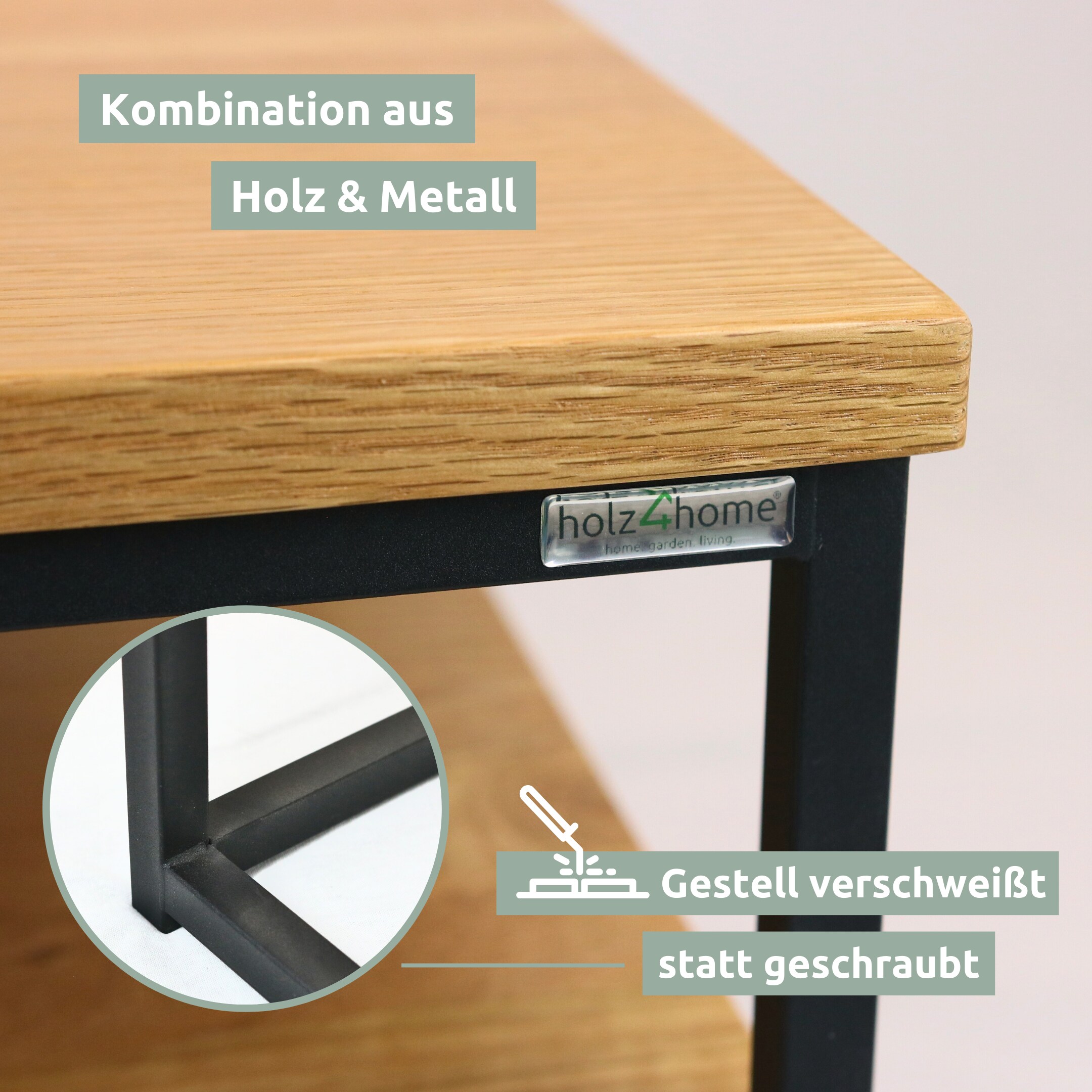 holz4home® Couchtisch aus Eiche mit zwei Platten