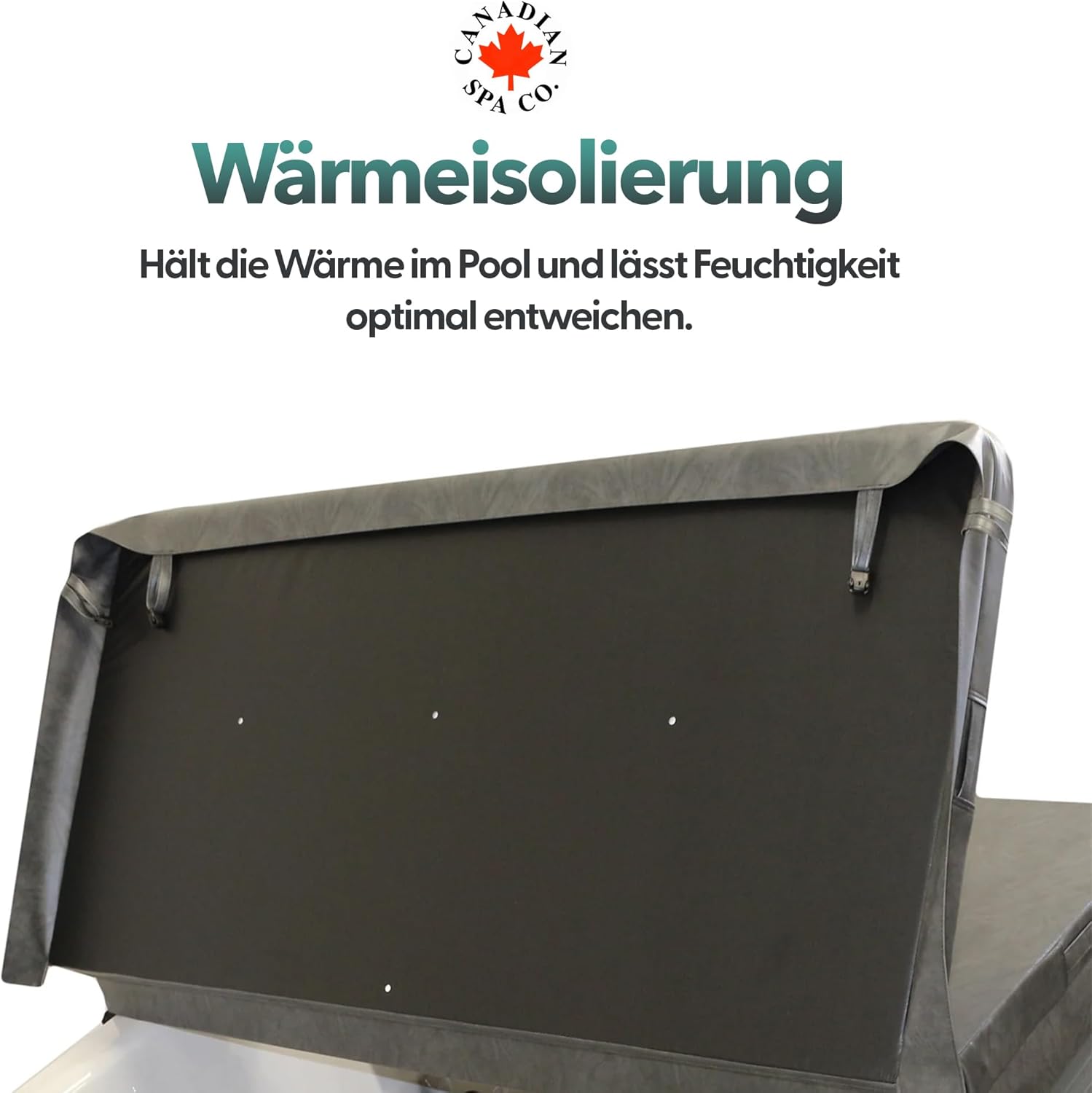 CANADIAN SPA CO. Isolierabdeckung PROLINE, 198 x 198 cm, Grau, 7,5 cm dick, Poolabdeckung eckig, Abdeckung für Whirlpool