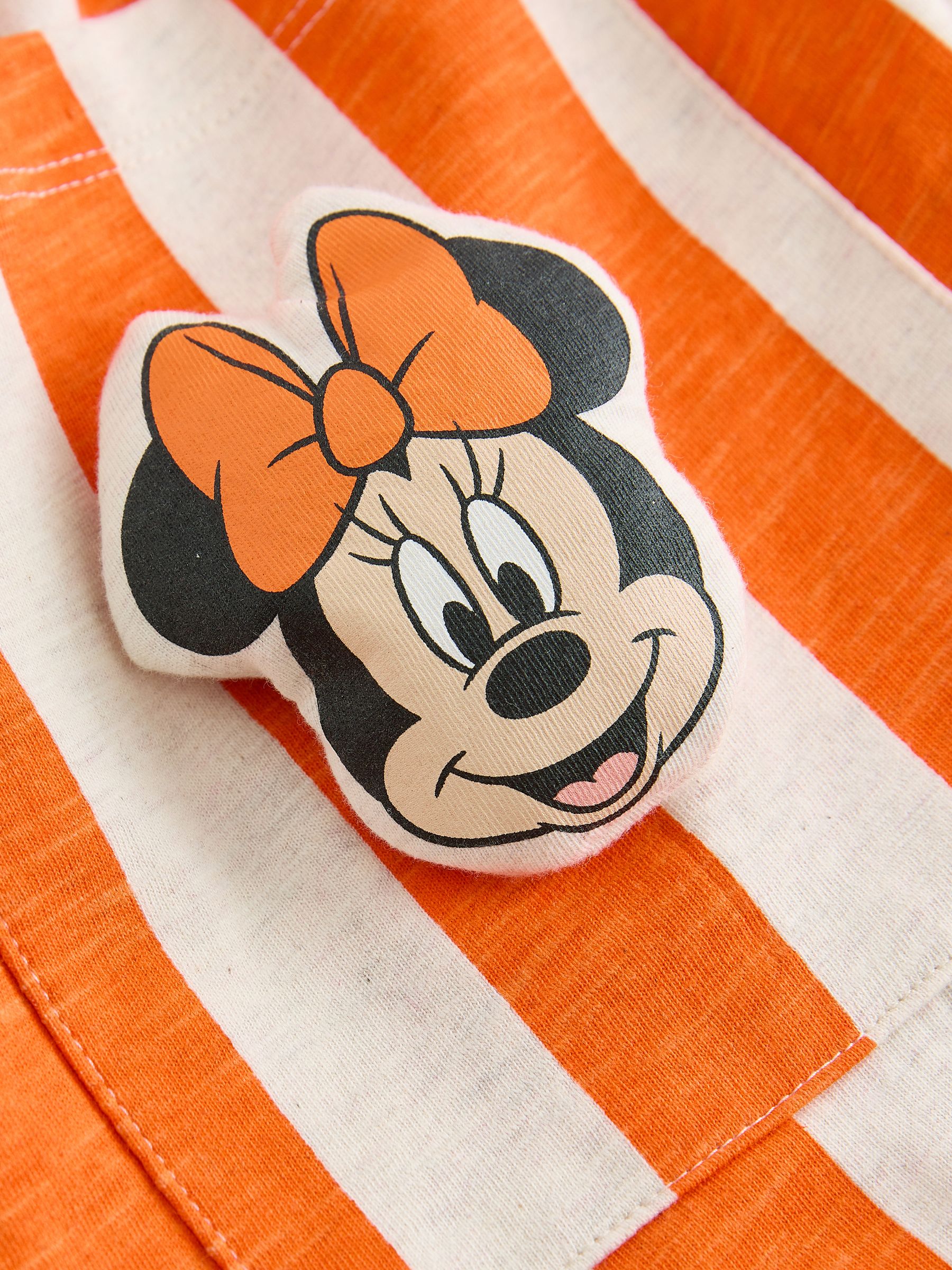 Minnie Mouse Orange Stripe - Jersey jurk met korte mouwen (3 mnd-7 jr)