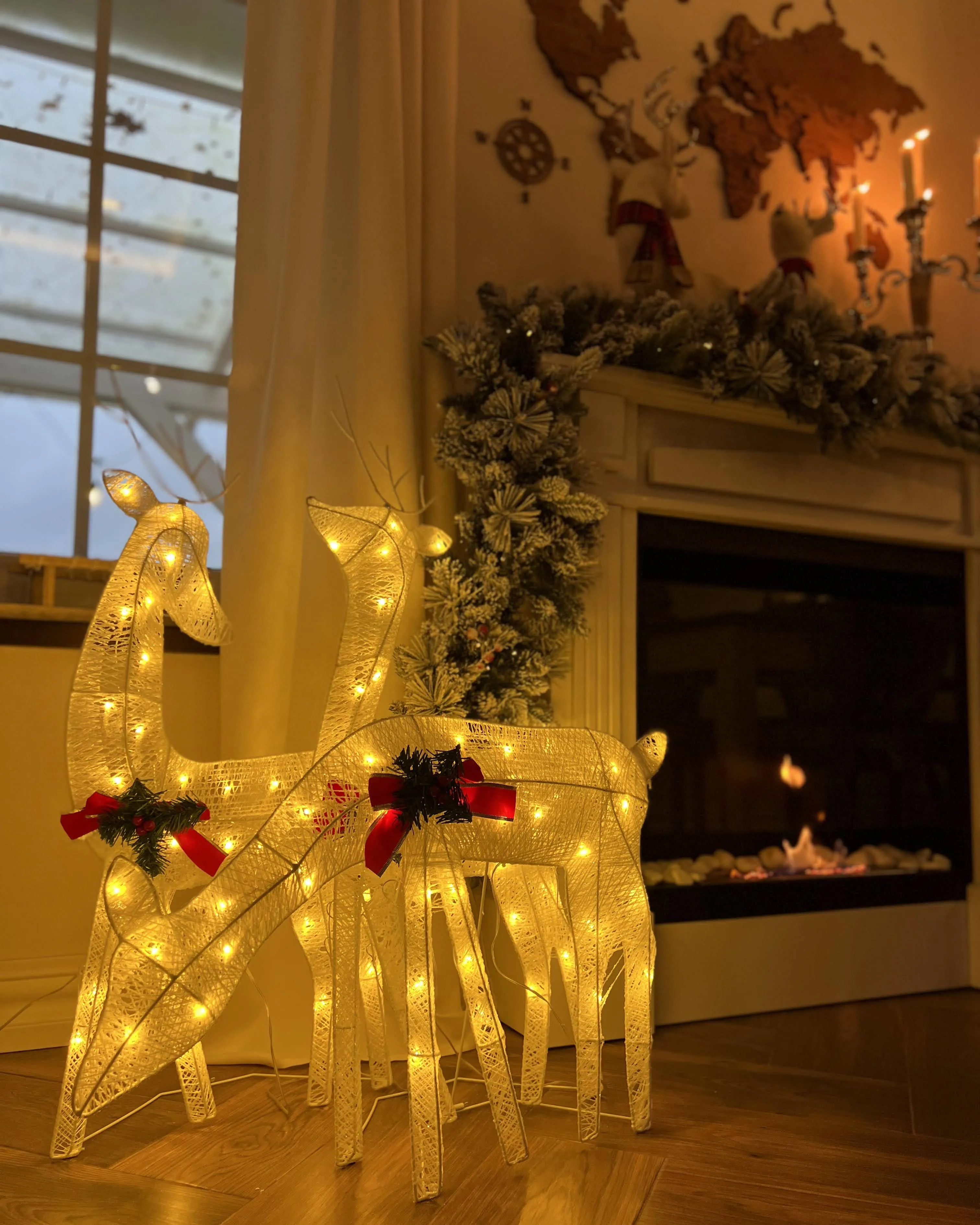 Buitendecoratie LED ANGELI Rendier 92/85/49 cm Wit