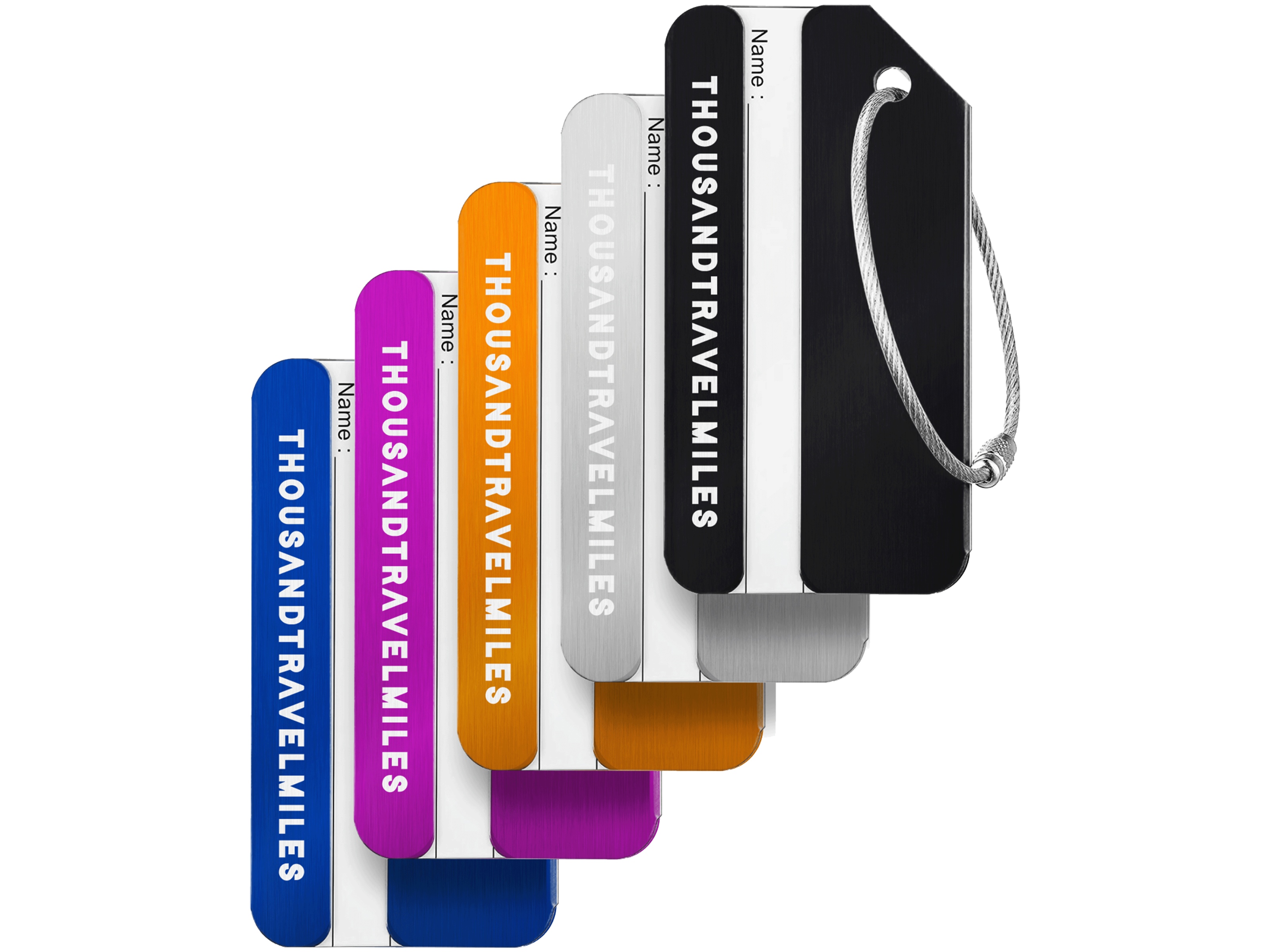 Thousandtravelmiles aluminium bagagelabels - Set van 5