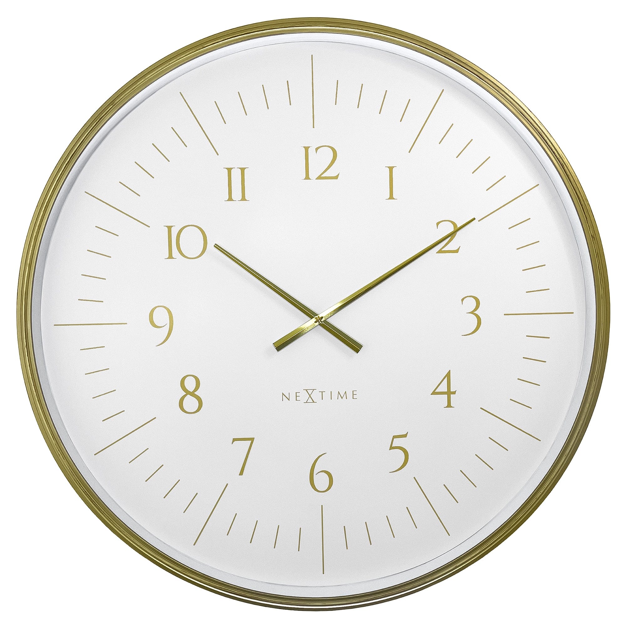 NeXtime - Wandklok 77 cm-Goud|Wit-Plastic-NeXtime 'Galaxy Large'
