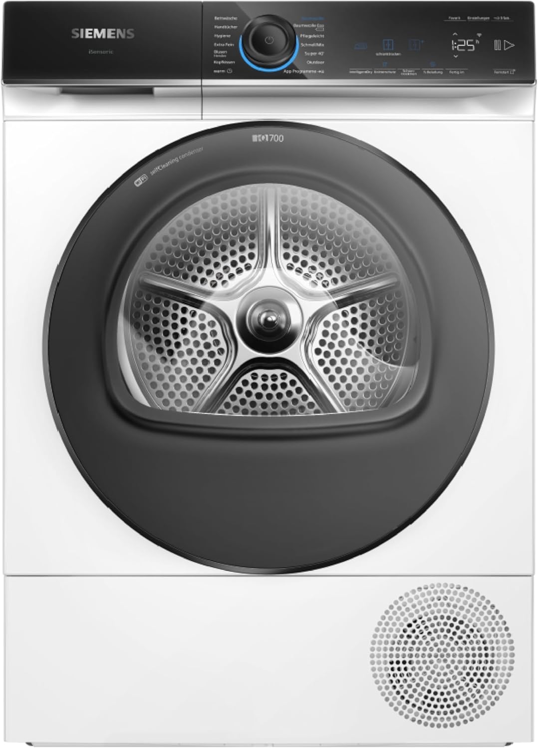 Siemens WQ35B2B30, Smarter iQ700 Wärmepumpentrockner für 1-8 kg Wäsche, Schnellprogramm, Schonende autoDry Trocknung, softDry Schontrommel mit Licht, Outdoor-Programm, directTouch Plus Display, Weiß