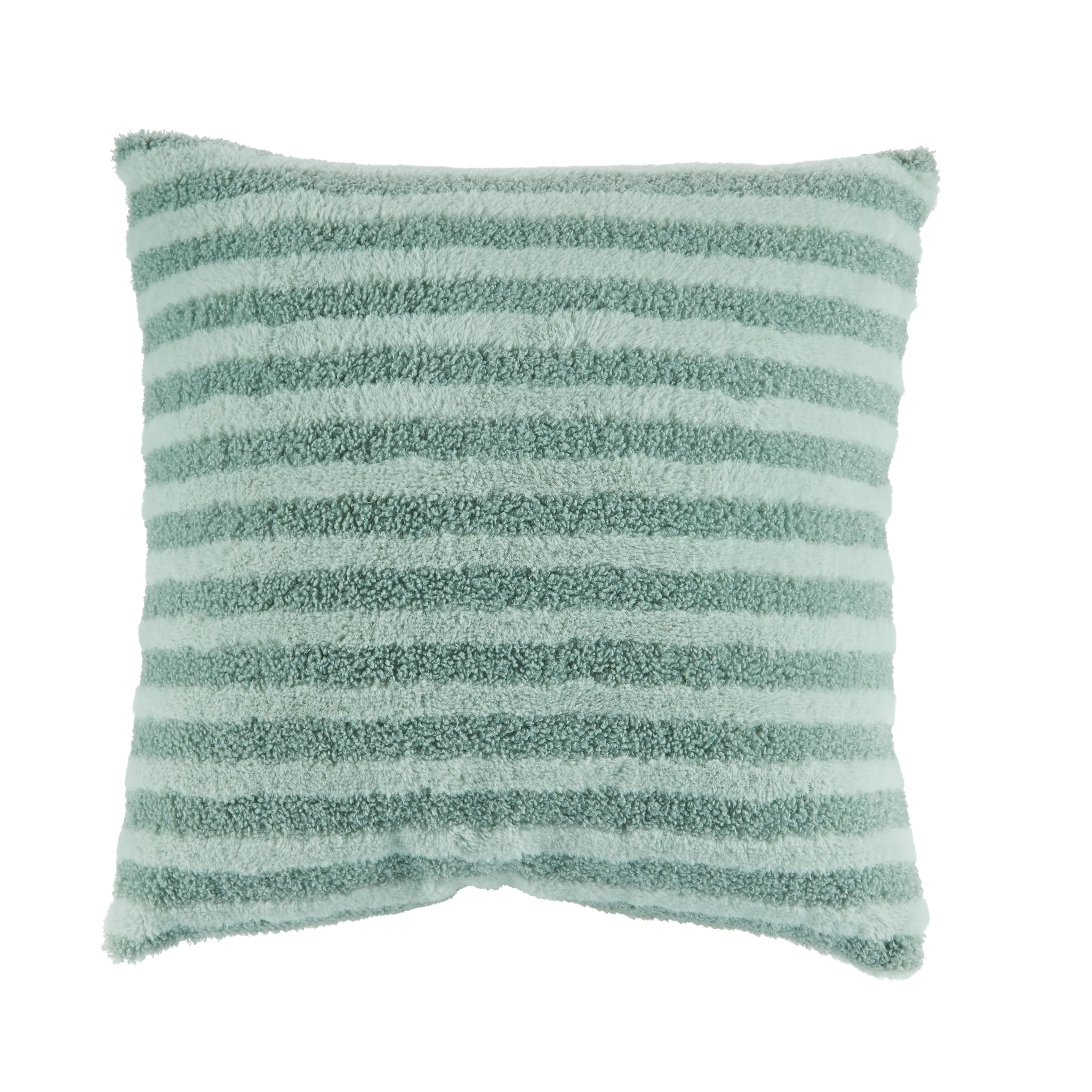 Bahne Interior  Stribet pude i plys, grøn - 45 x 45 cm.
