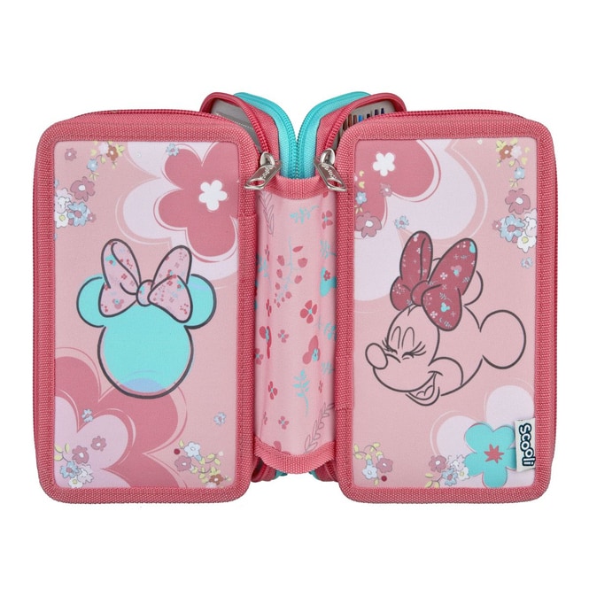 Minnie Maus - Scooli - Federmäppchen - 3 Fächer - 30-teilig