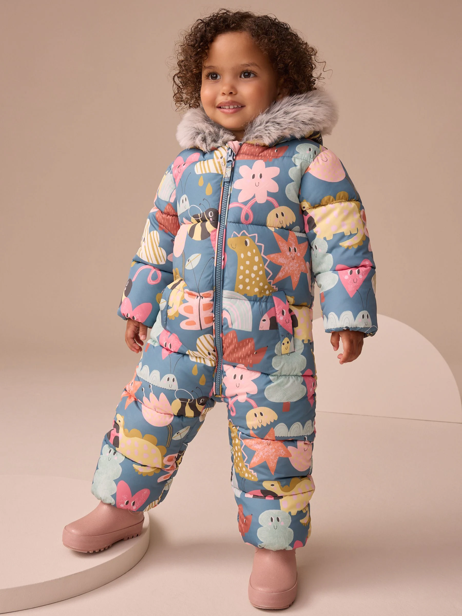 Blauw met figuurtjes - Regenbestendig sneeuwpak met print (3mnd -7jr)