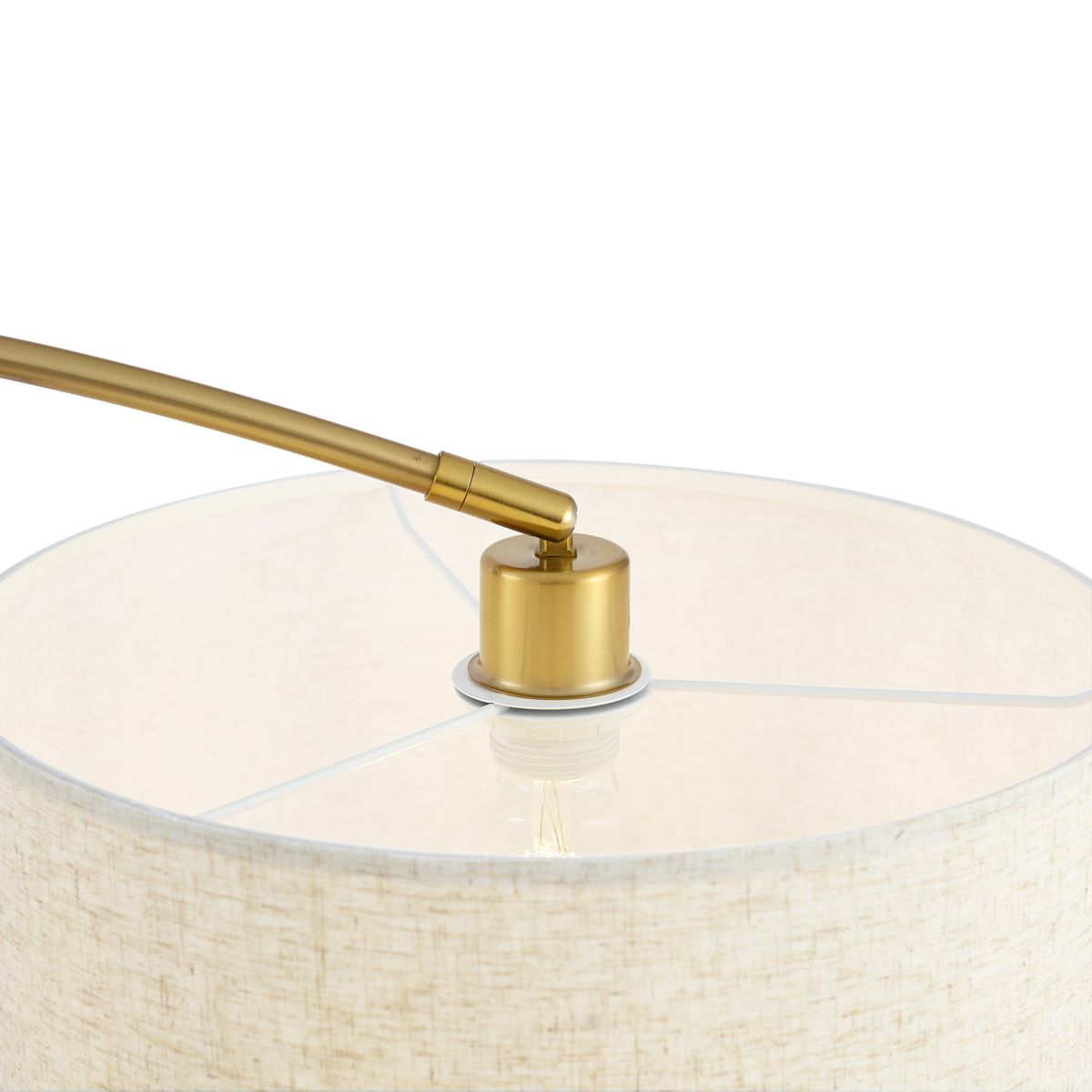 Moderne booglamp messing met beige kap - Vinossa