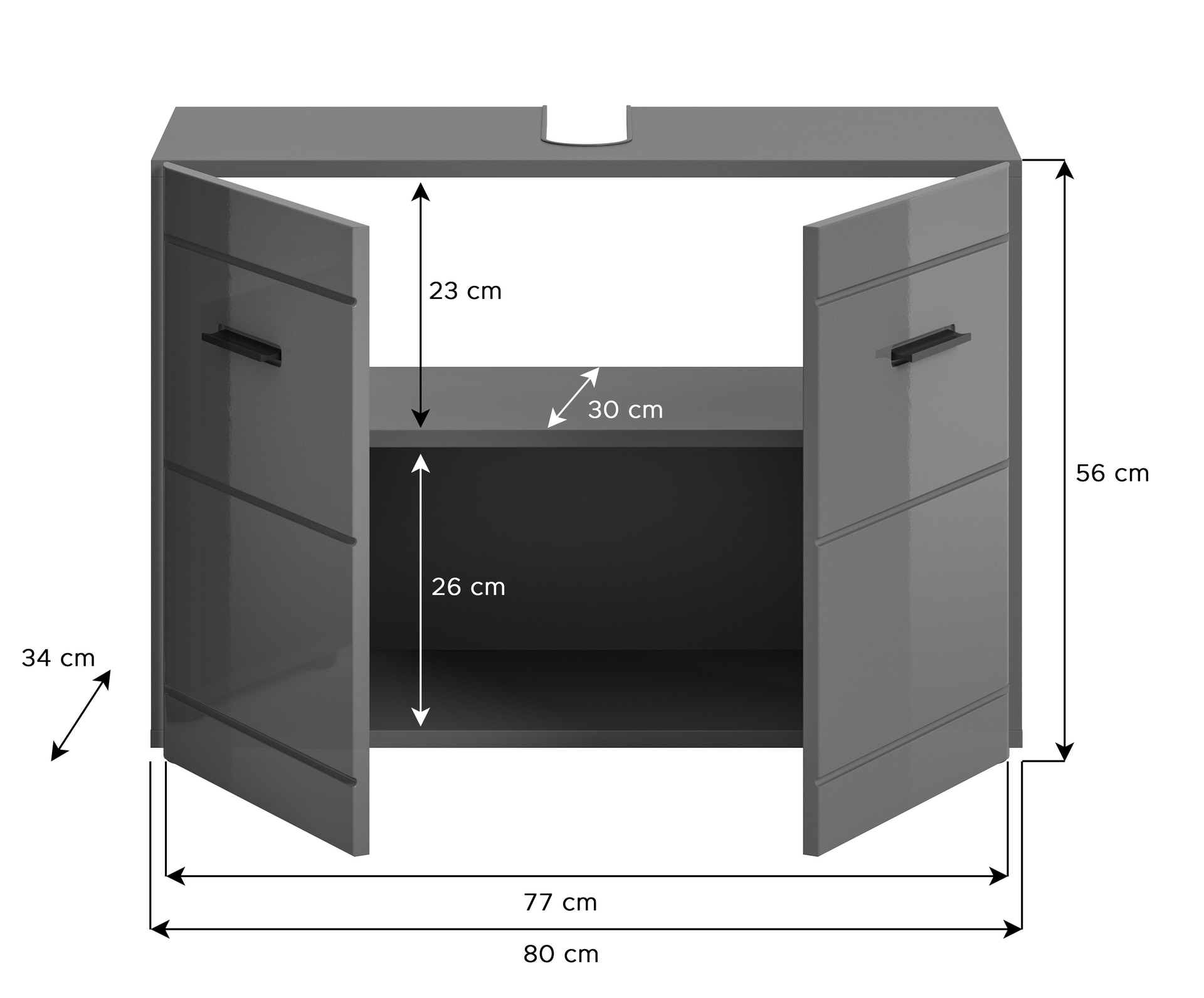 Waschbeckenunterschrank Soft grau B/H/T 80x56x34 cm