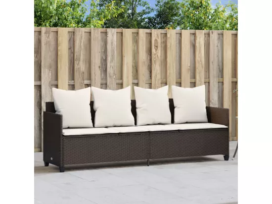 Chaise longue avec coussins marron résine tressée