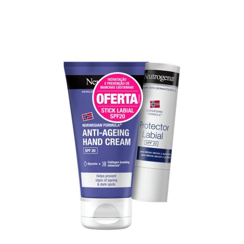 Neutrogena Creme de Mãos Antienvelhecimento 75ml   OFERTA Stick Labial SPF20