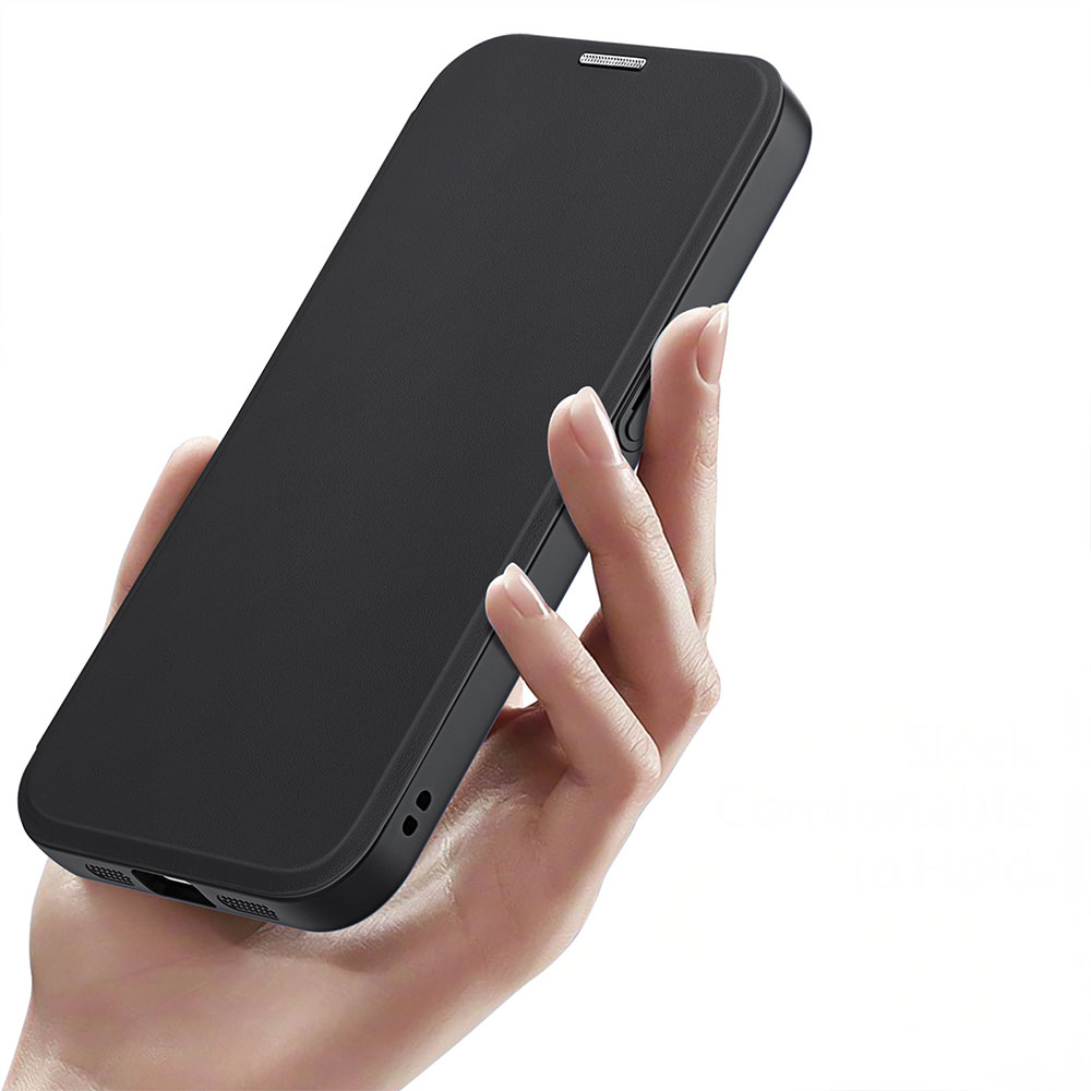 iPhone 16e MagSafe Hybrid Leder Tasche   Kunststoff Rückseite - Schwarz / Transparent