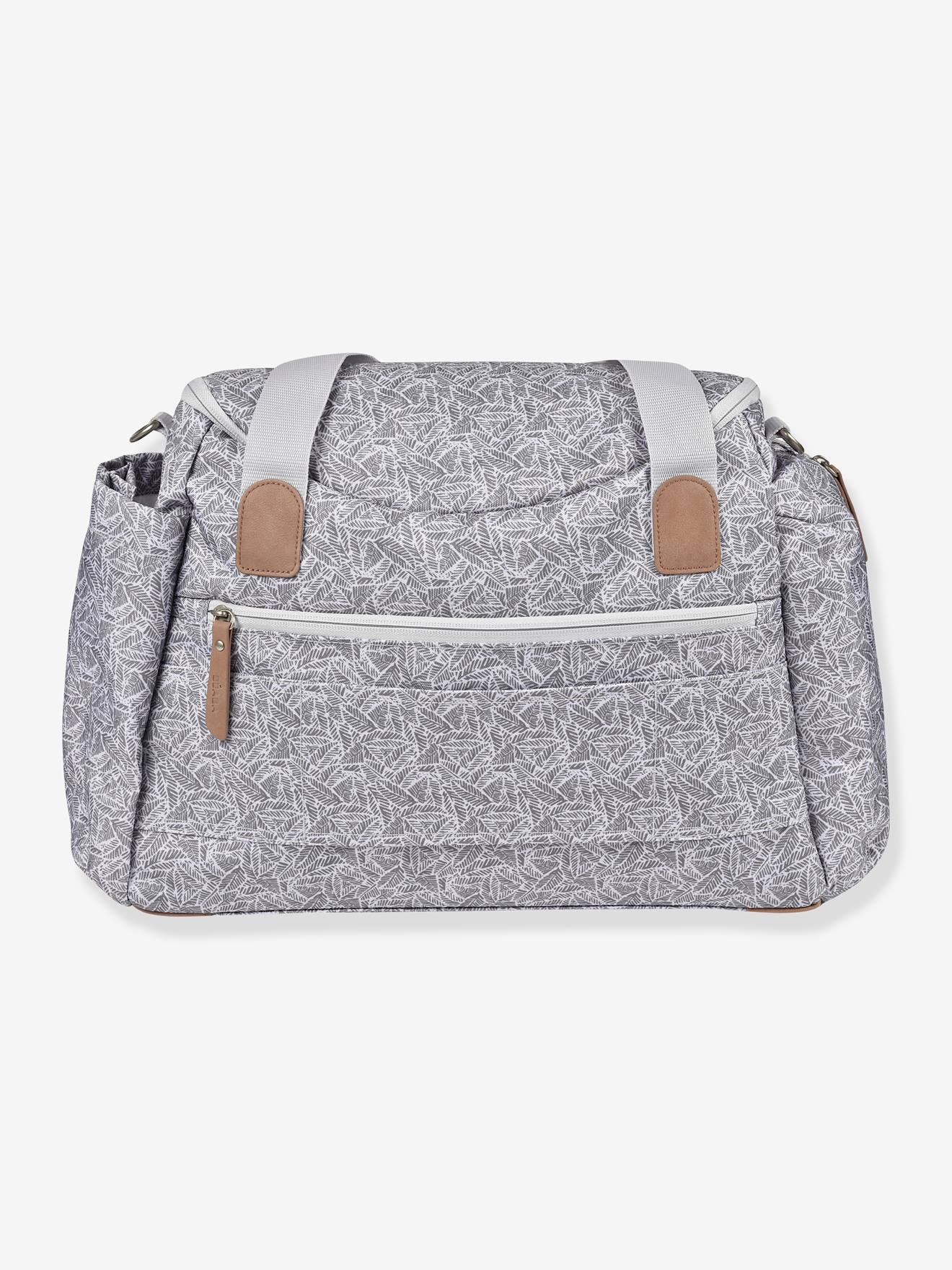 Bolsa de maternidade Sydney II BEABA, cinza claro com estampa.