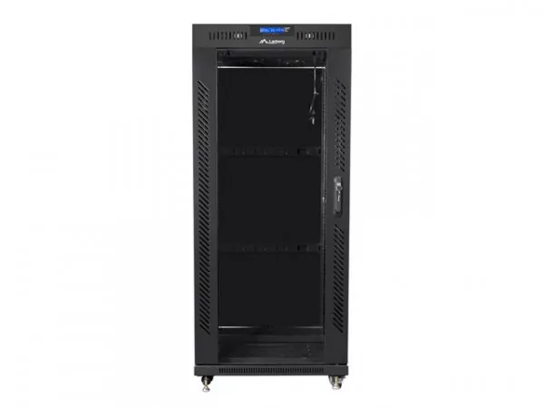 Lanberg - Rack kabinet - med 2 køleblæsere, display - sort, RAL 9004 - 27U - 19