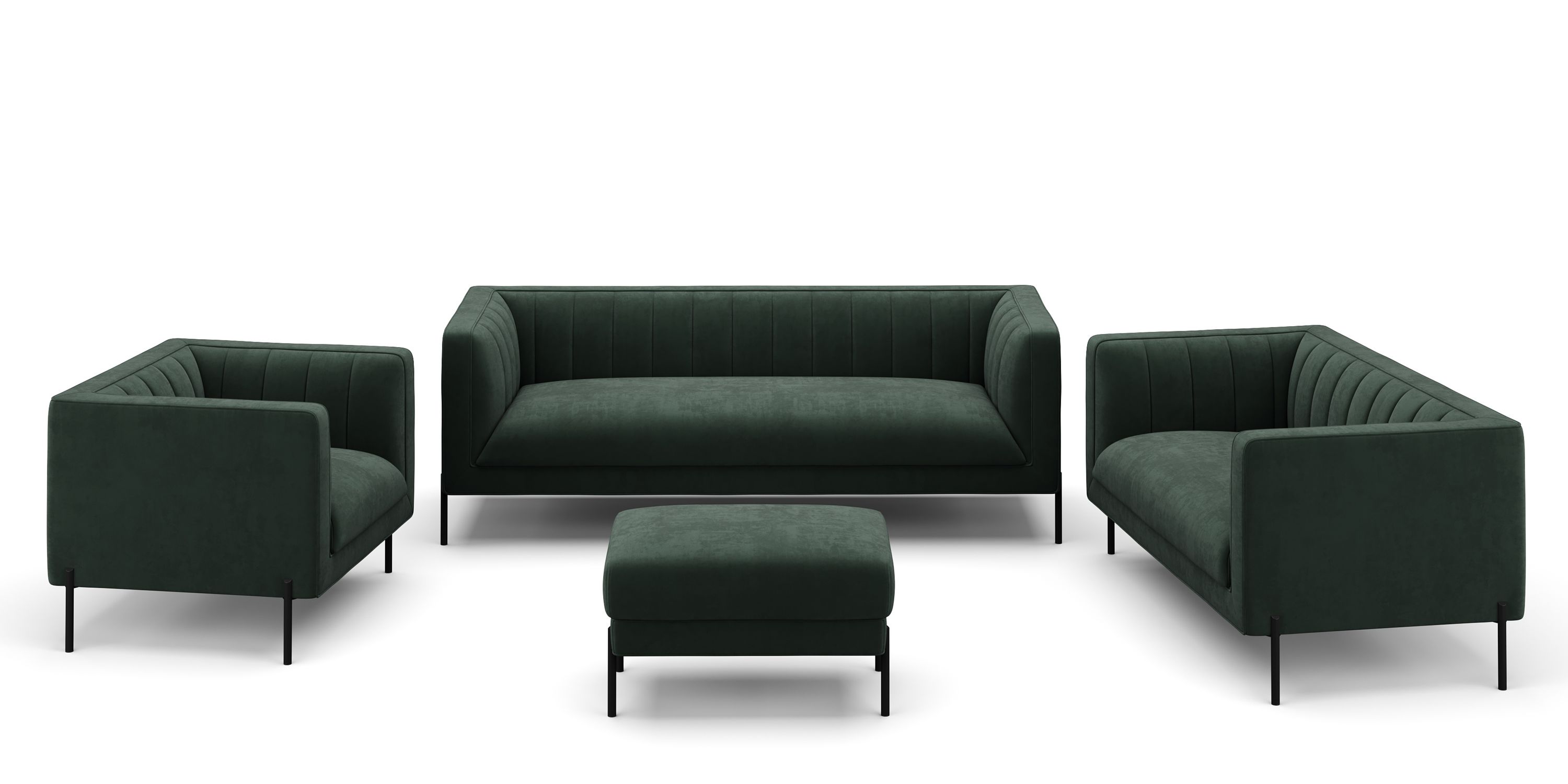 Sofa Set Samt ATTILA dunkelgrün