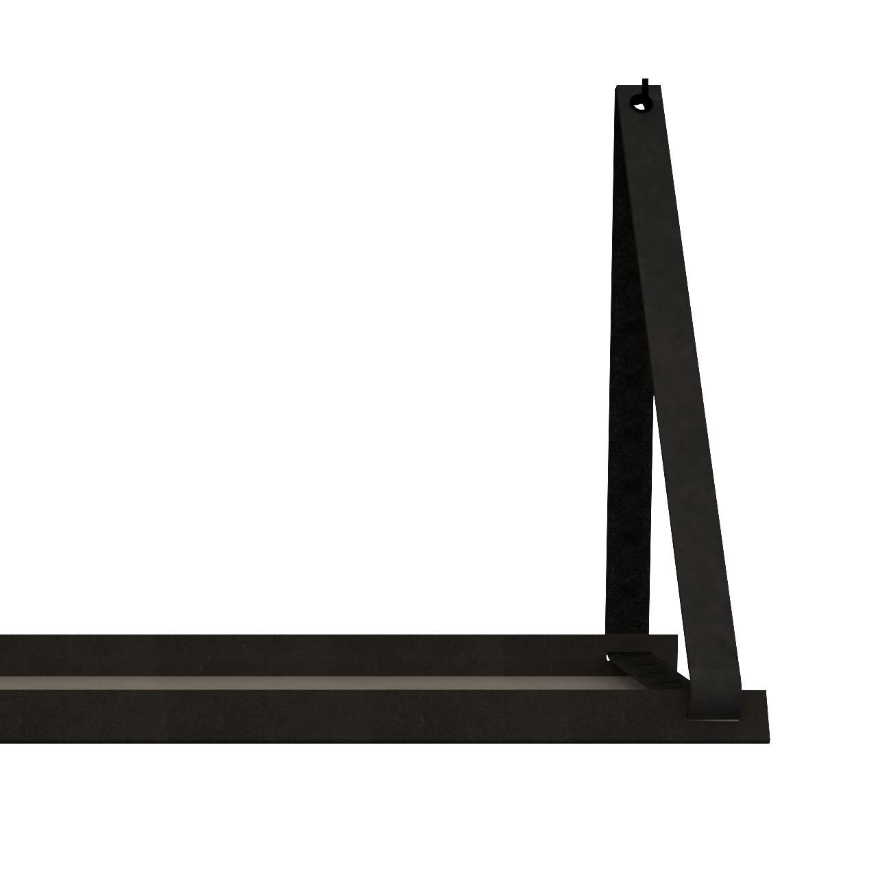 Stalen wandplank 70x20cm - incl. leren plankdragers Stalen wandplank met leren plankdragers - Vintage black