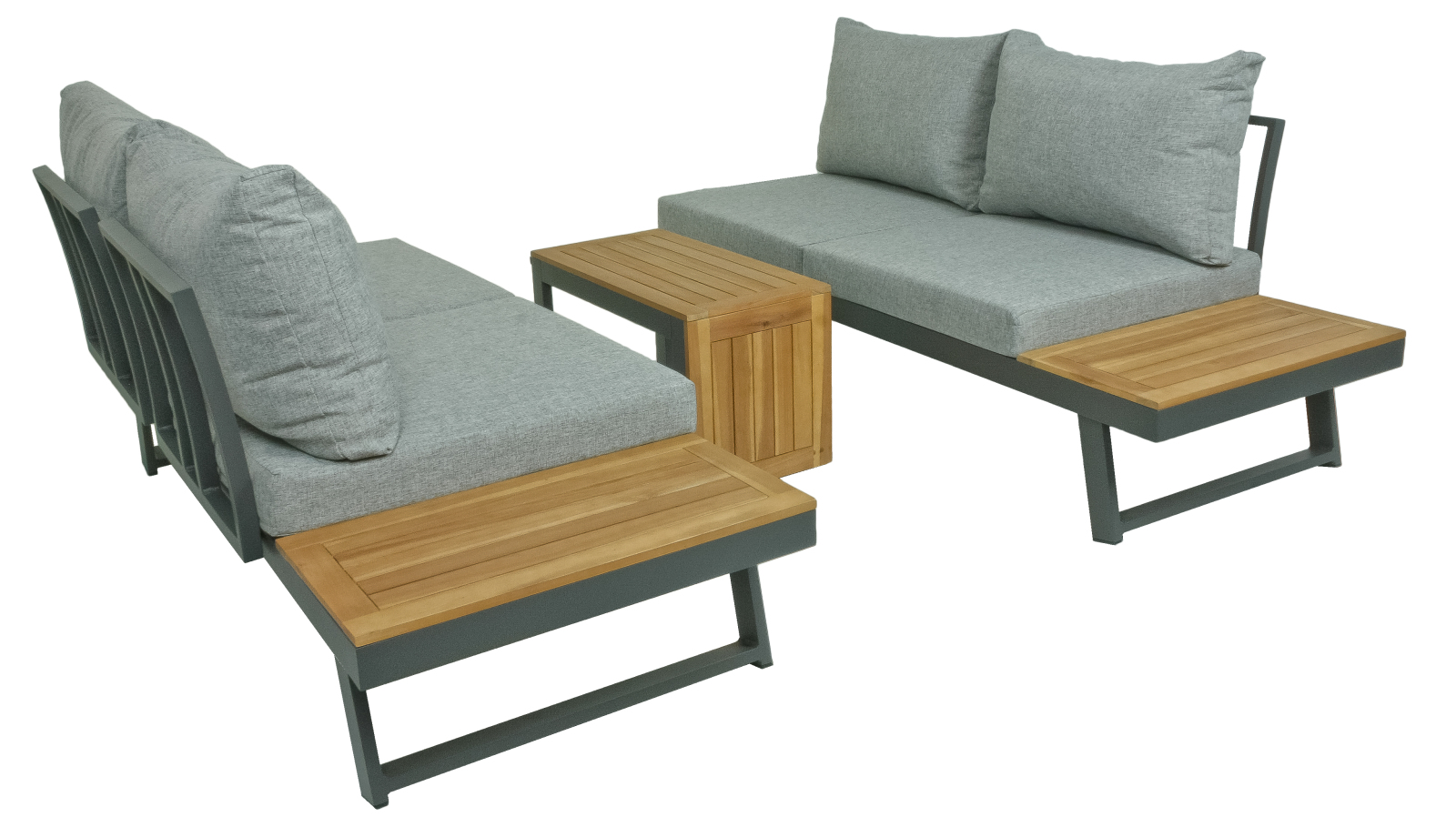 3-teiliges Lounge-Set FELICE - Akazie massiv-Aluminium - mit Polster