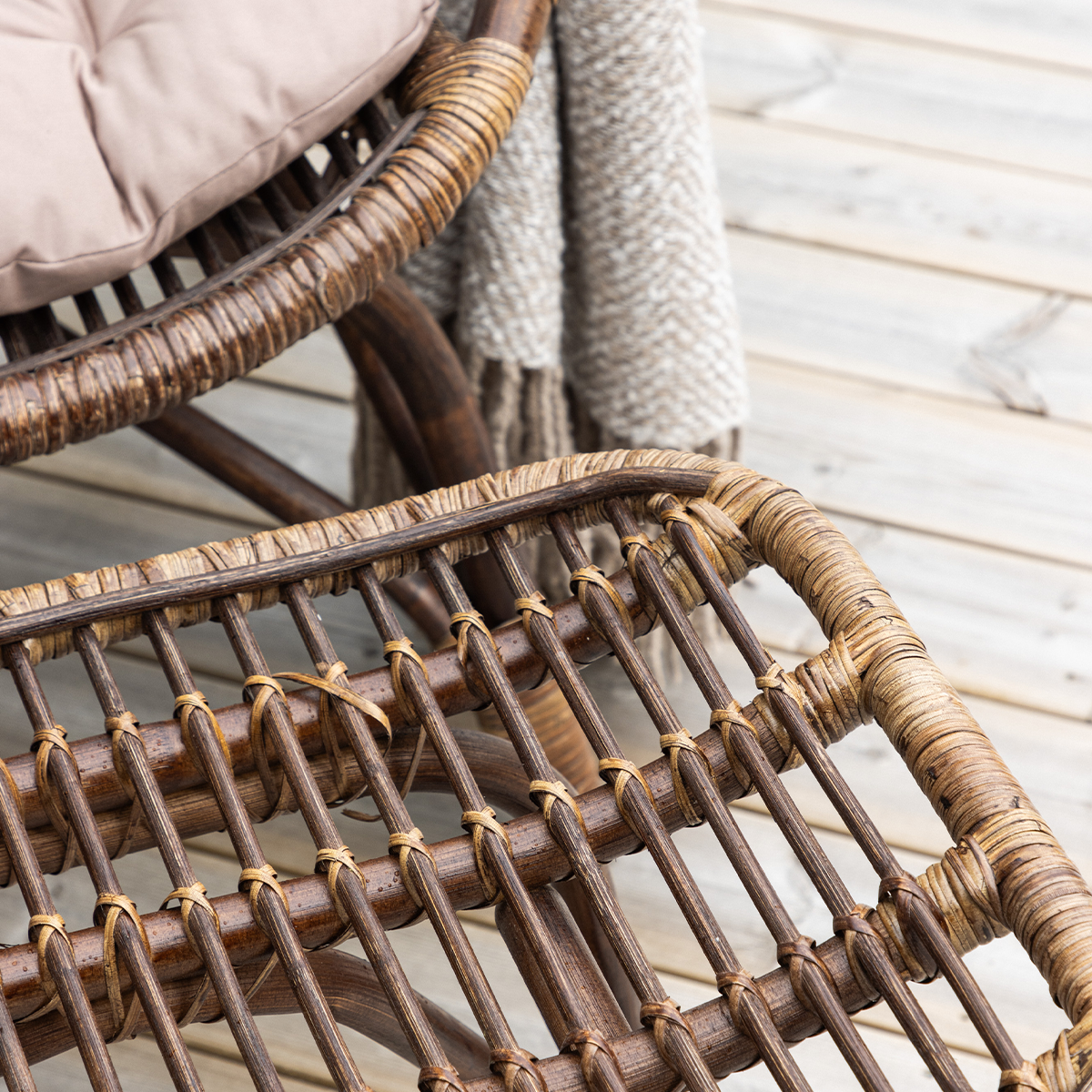 Tuin fauteuil Aida - met voetenbankje en zitkussen Donkerbruin