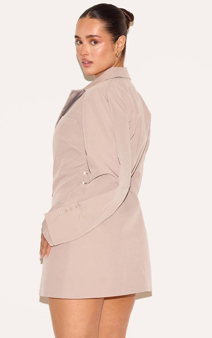 Beige Blazer Ajusté Taille Réglable En Tissu Tissé Shape