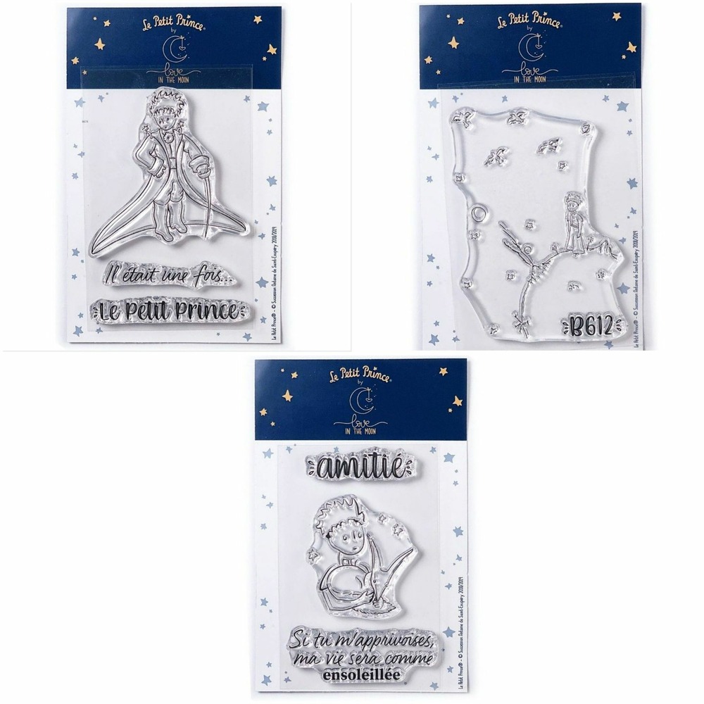 7 tampons transparents le petit prince et messages + astéroïd + renard