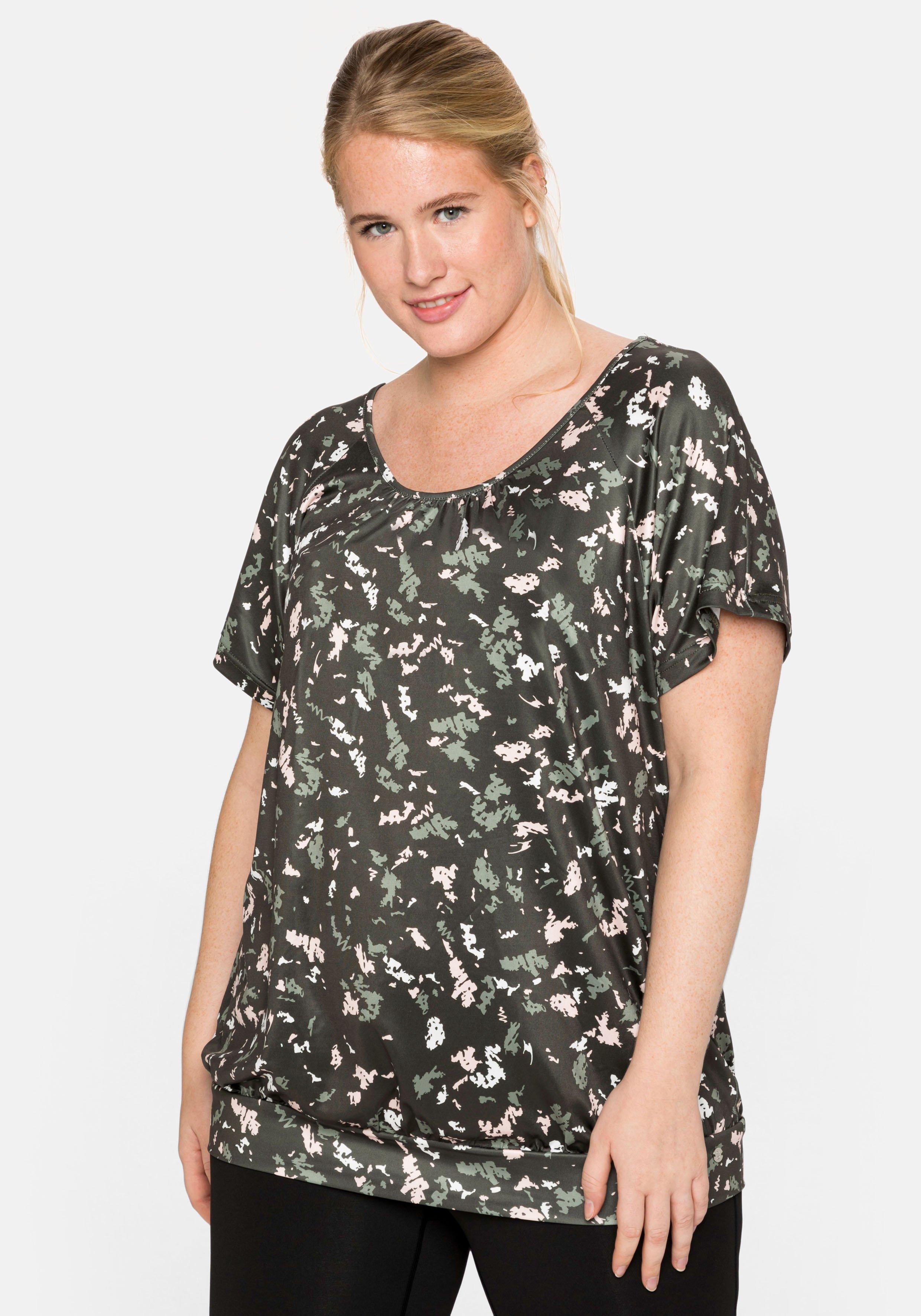 Funktionsshirt mit Alloverdruck und Saumbündchen