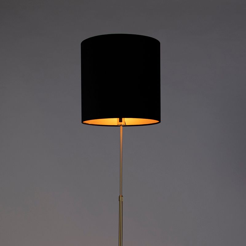 Vloerlamp goud/messing met velours kap zwart 40/40 cm - Parte
