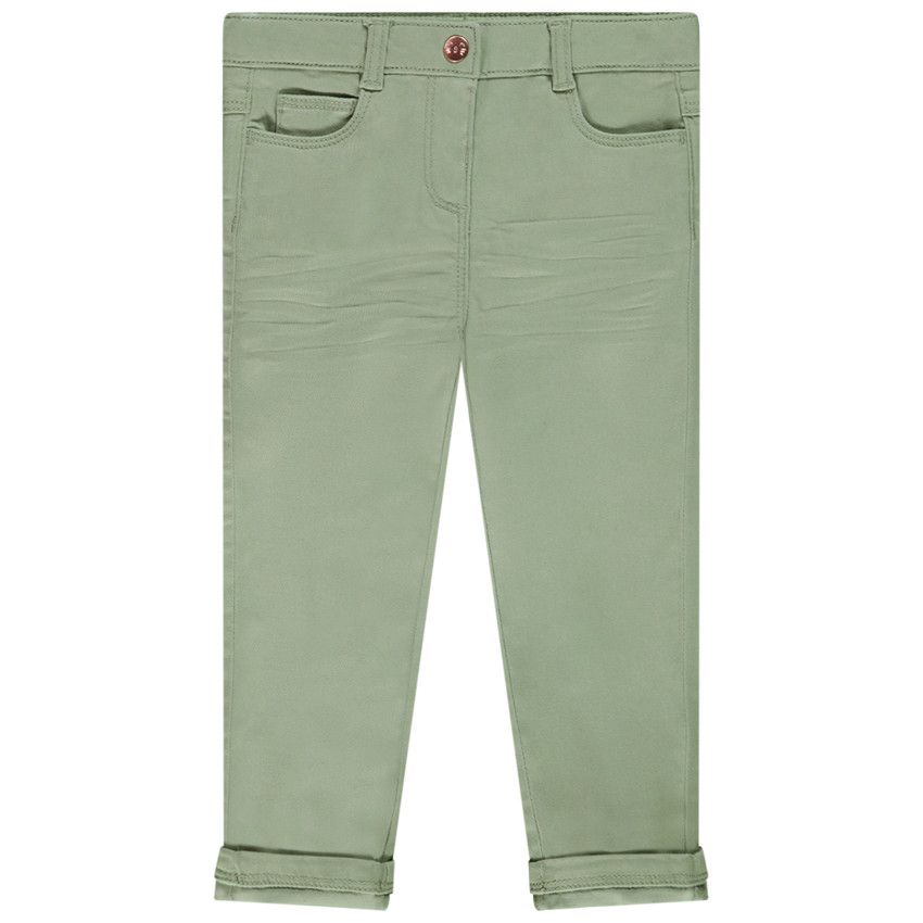 Pantalon en toile uni coupe slim - Vert
