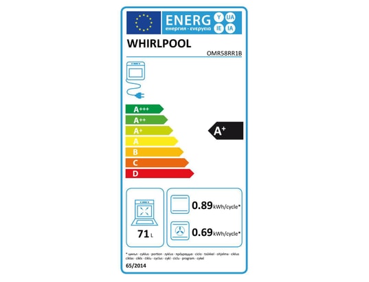 WHIRLPOOL - Four encastrable pyrolyse OMR58RR1B, 71 litres, Pack FlexiClean, Rail