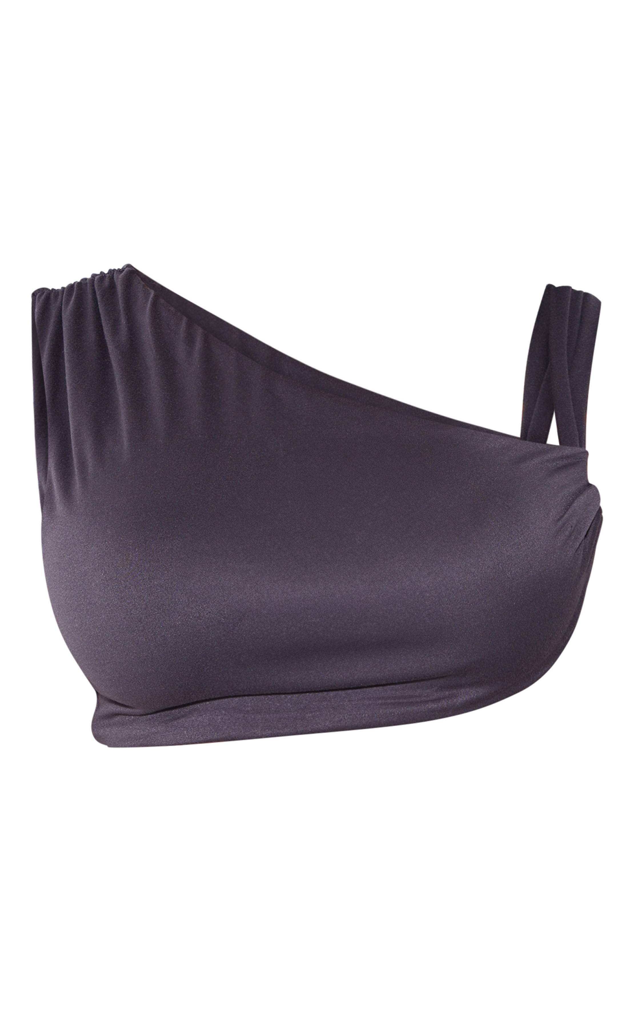 Charbon Crop Top Asymétrique Une Épaule Shape