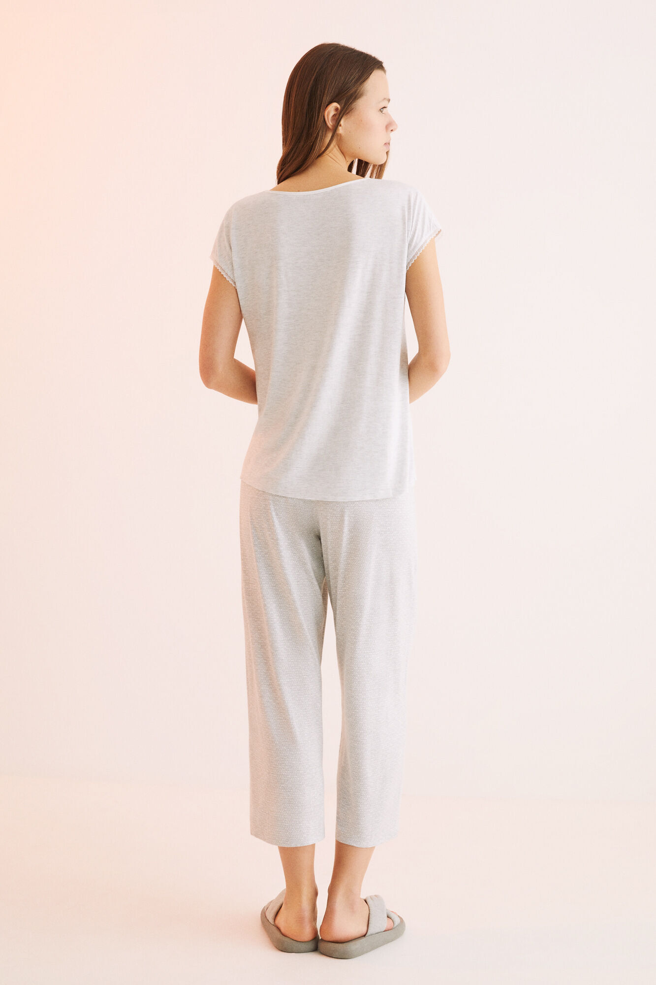 Pijama comprido cinza - cinza