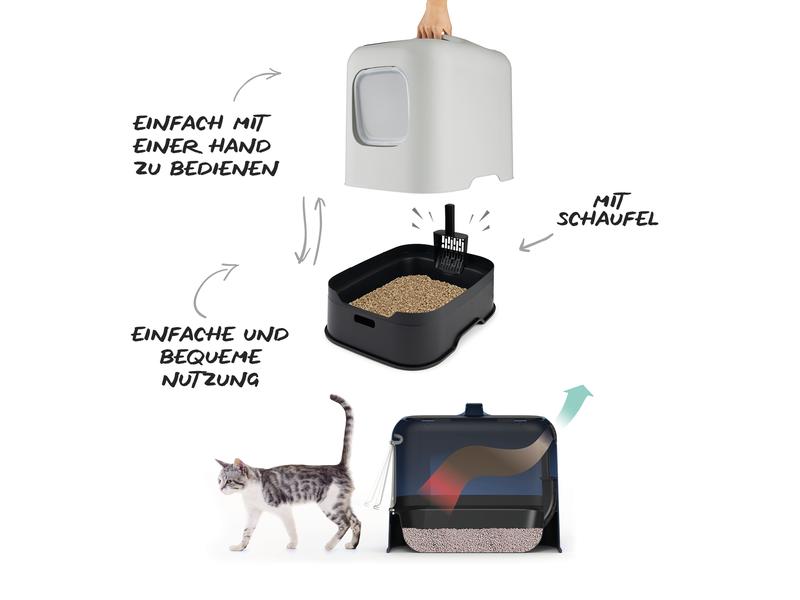 Rotho Katzentoilette Biala, Anthrazit Katzenklo aus recyceltem Kunststoff